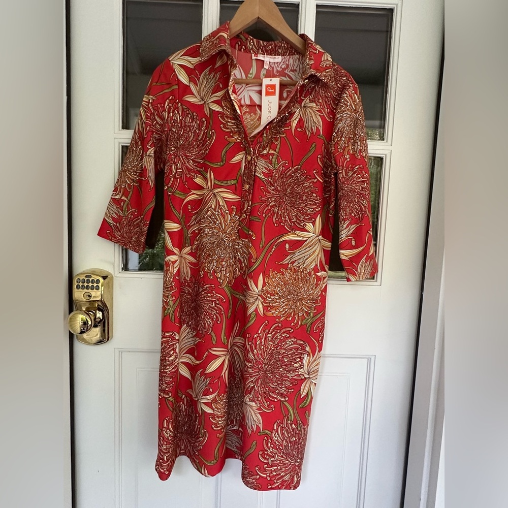Jude Connally Red and Brown Floral Dress
